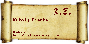 Kukoly Bianka névjegykártya